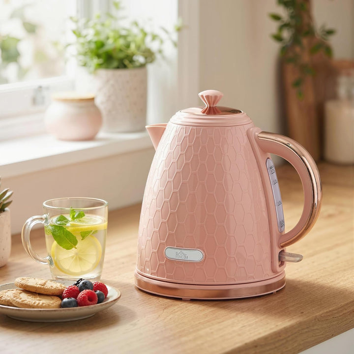 HOMCOM Elektrischer Wasserkocher, 1,7L, Schnellkochfunktion, 2,2kW, Kabellos mit herausnehmbarem Ant