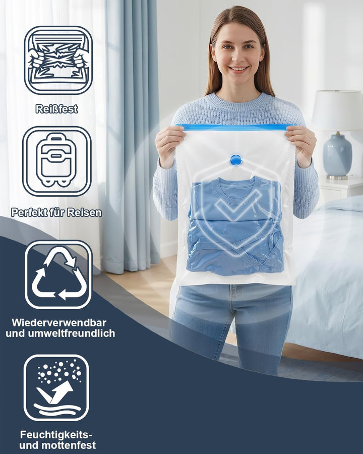 Vakuumbeutel für Kleidung, 4er-Set Vakuumbeutel (4 * 100x80cm), Vacuum Bags for Clothing für Reisen,