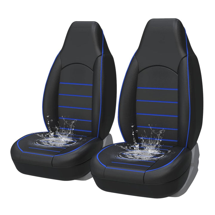 AUTOYOUTH Sitzbezüge Auto Vordersitze Universal Auto-Schonbezüge PU-Leder Sitzschoner Schwarz Blau f