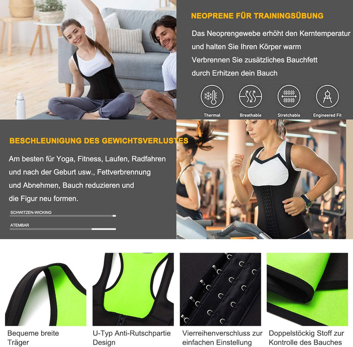 CHUMIAN Damen Sauna Schwitzeffekt Training TankTop Unterbrust Taillenformer Korsett Neopren Abnehmen