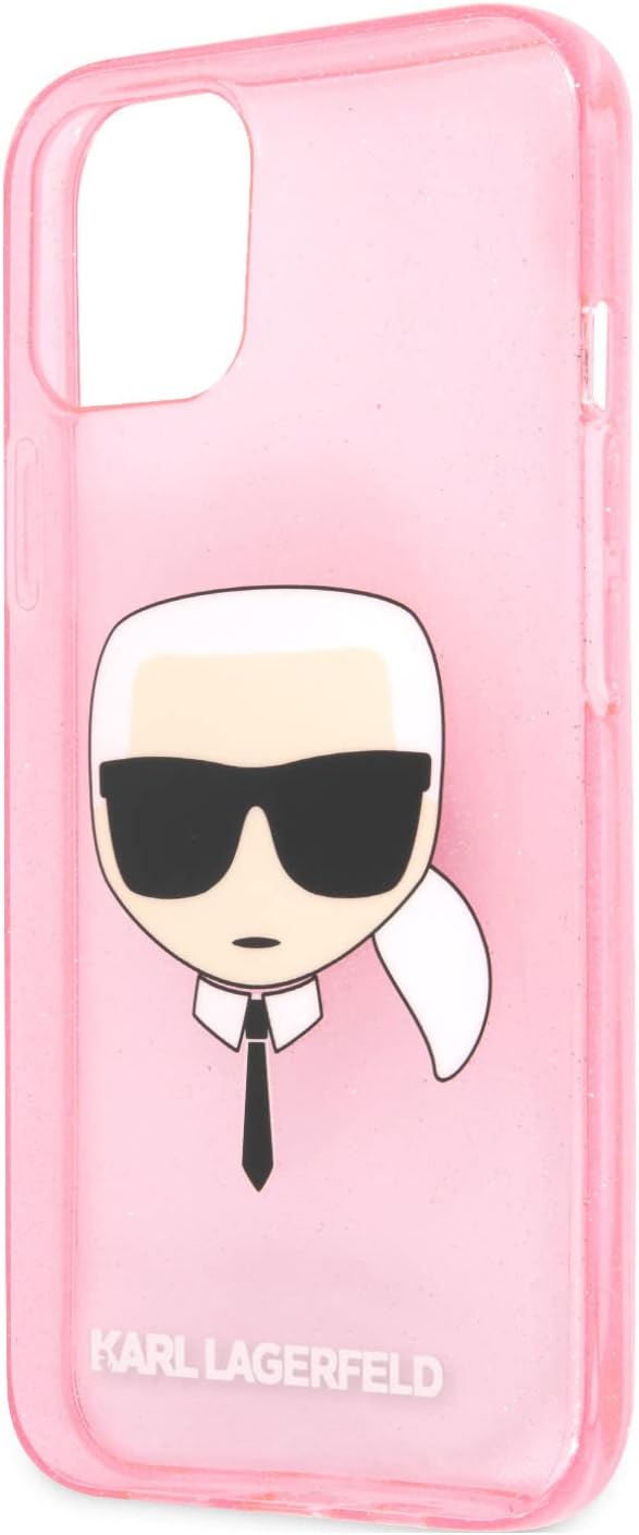 KARL LAGERFELD KLHCP13XKHTUGLP Hülle für iPhone 13 Pro Max 6,7" rosa Glitter Karl`s Head