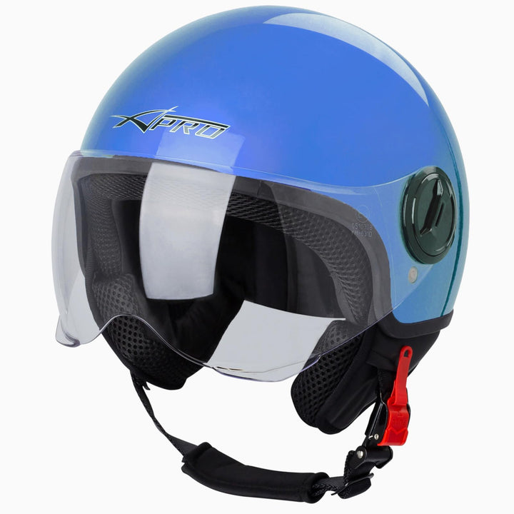 Motorradhelm Motorrad Roller Jet Helm Demi Avio Viser Homologiert SonicMoto 57 Blau, 57 Blau
