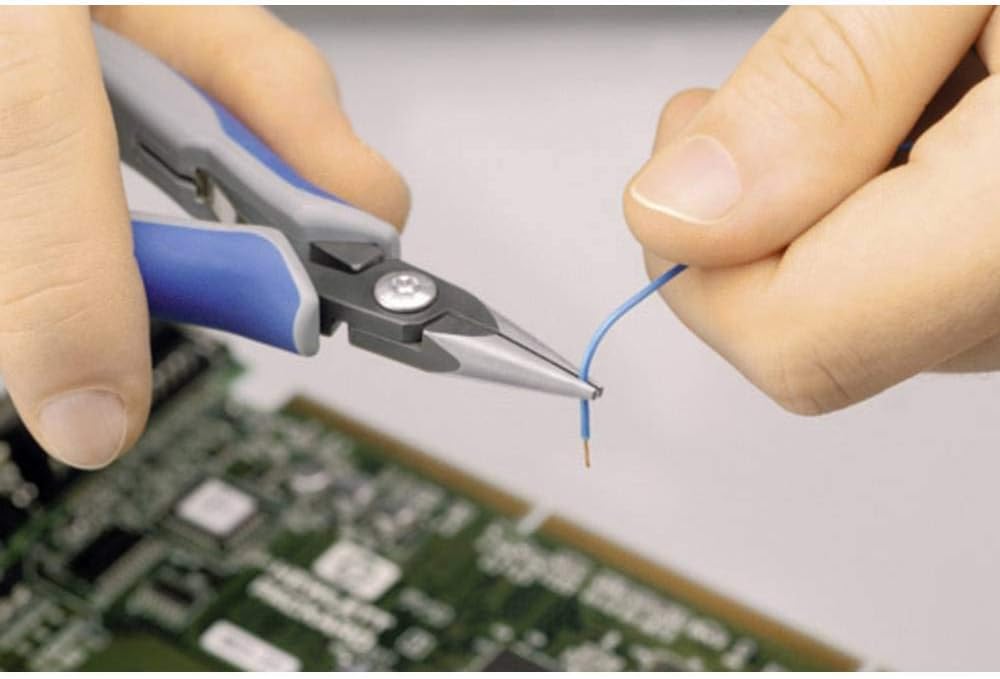 Knipex Präzisions-Elektronik-Greifzange brüniert, mit Mehrkomponenten-Hüllen 135 mm 34 22 130 flach-