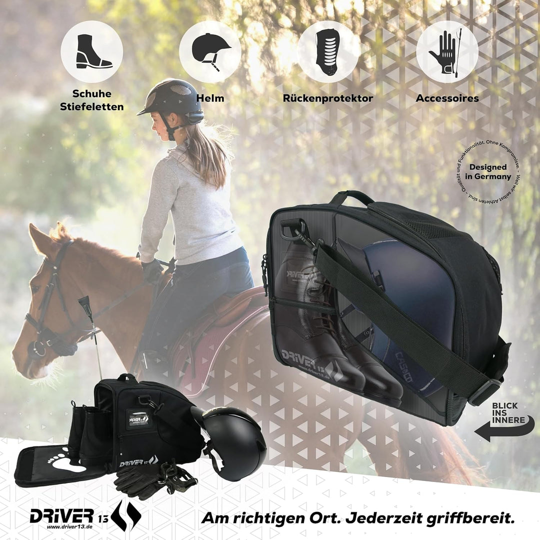 Driver13 Reitstiefelrucksack Reitstiefeltasche Stiefeletten Taschen Deluxe mit Helmfach für Reitstie