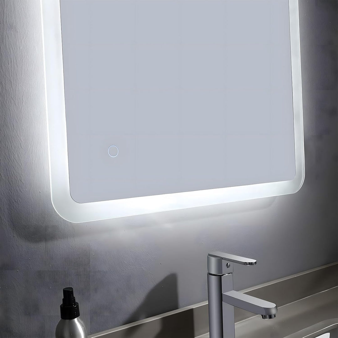 MIQU Badspiegel LED 80 x 60 cm Badezimmerspiegel mit Beleuchtung Gross Spiegel mit Licht Touch dimmb