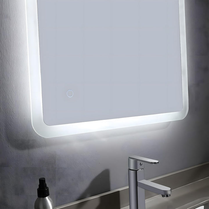MIQU Badspiegel LED 80 x 60 cm Badezimmerspiegel mit Beleuchtung Gross Spiegel mit Licht Touch dimmb