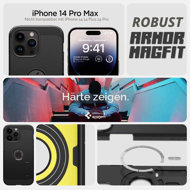 Spigen Tough Armor MagFit Hülle für iPhone 14 Pro Max -Schwarz, Schwarz