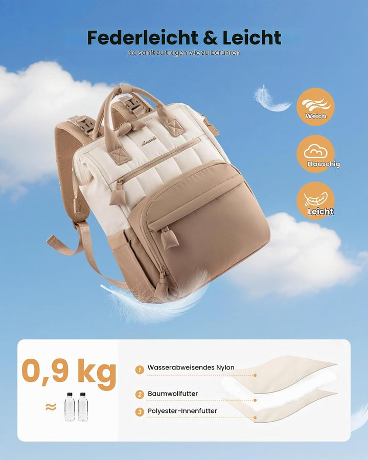 LOVEVOOK Wickelrucksack Gross Baby Wickeltasche Rucksack M Grau-beige, M Grau-beige