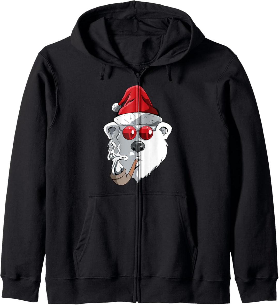 Weihnachten - Cooler Eisbär mit Weihnachtsmütze Kapuzenjacke