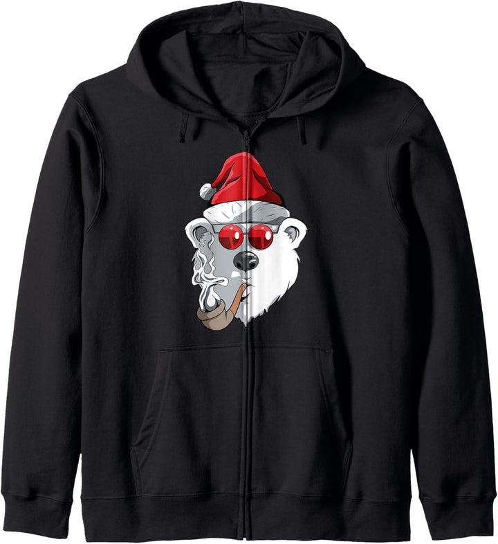 Weihnachten - Cooler Eisbär mit Weihnachtsmütze Kapuzenjacke