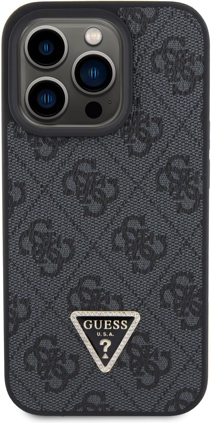 GUESS GUHCP15XP4TDPK Hülle für iPhone 15 Pro Max 6.7" Schwarz hardcase Leather 4G Diamond Triangle