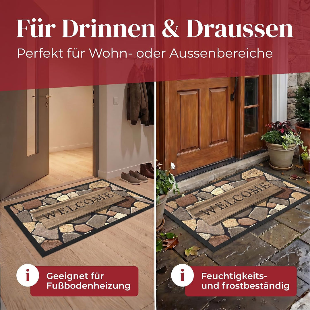 Hochwertige Fussmatte 60x80 cm (Large) – Schmutzfangmatte für Innen &amp; Aussen, rutschfest mit hoher S