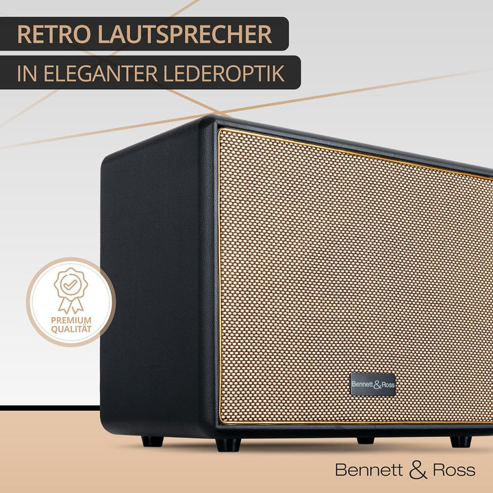 Bennett & Ross BB-880BK Blackmore Giant - Retro Bluetooth Lautsprecher in Lederoptik - TWS-Funktion