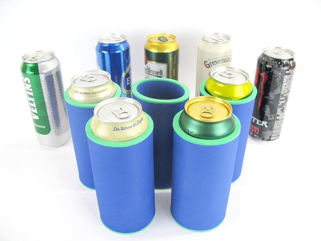 5er Set Blaue Getränkekühler 0,5l Dose - Bierkühler - Neoprenkühler - passgenau ~Dosenkühler~ für al