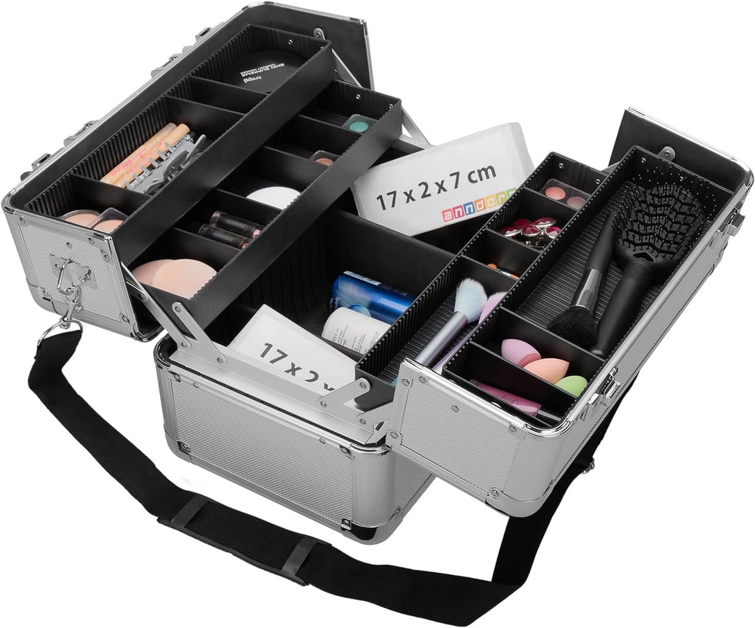 anndora Beauty Case Kosmetikkoffer - Stilvoller Schmuckkoffer, Schminkkoffer mit robustem Aluminiumr