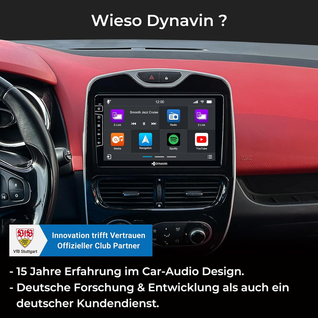 DYNAVIN Android Autoradio Navi für Renault Clio VI 2014-2020, 9 Zoll Radio mit Wireless Carplay und