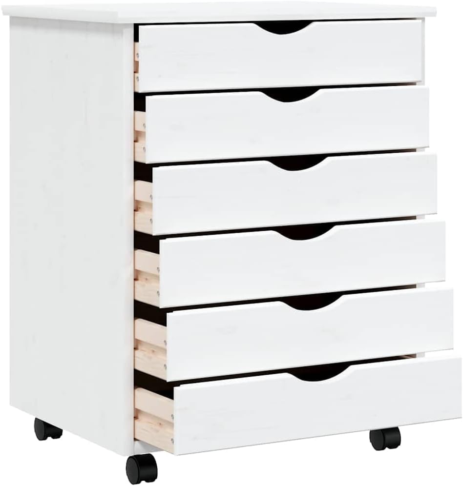 vidaXL Rollschrank, Rollcontainer mit 6 Schubladen, Kommode Schubladenschrank mit Rollen, Büroschran