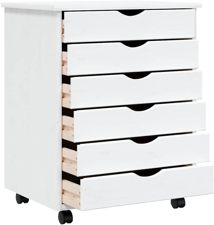vidaXL Rollschrank, Rollcontainer mit 6 Schubladen, Kommode Schubladenschrank mit Rollen, Büroschran