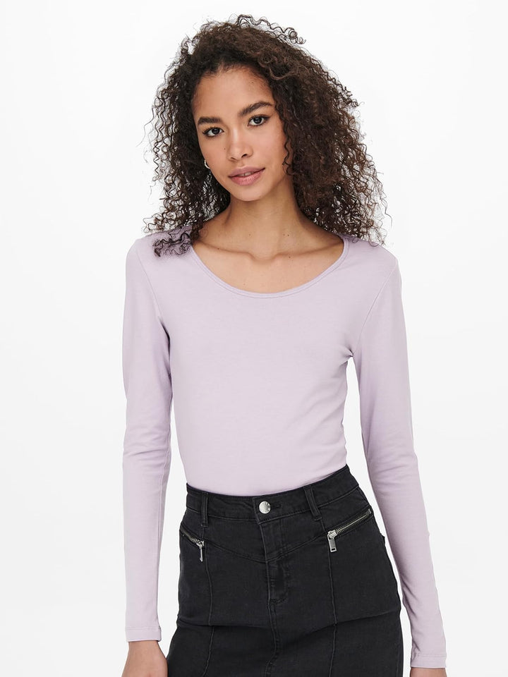 ONLY Damen Longsleeve Onllive Love Life Basic Damen-Shirt M 1x Rose Brown, 1x Walnut, 1x Lavender Fo