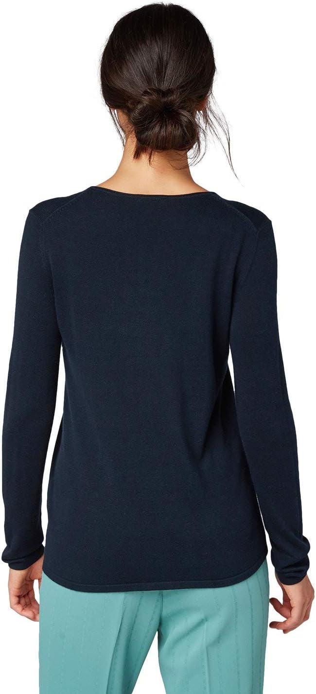 Tom Tailor Damen 1016350 Basic Strickpullover aus Bio-Baumwolle (1er Pack) M 10668 - Sky Captain Blu