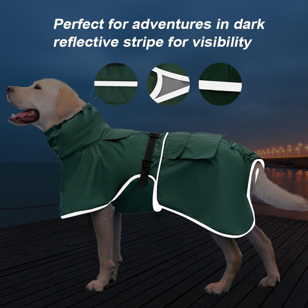Hunde-Regenmantel mit Kapuze, Wasserdicht, Verstellbar, Leicht, für Kleine, Mittlere und Grosse Hund
