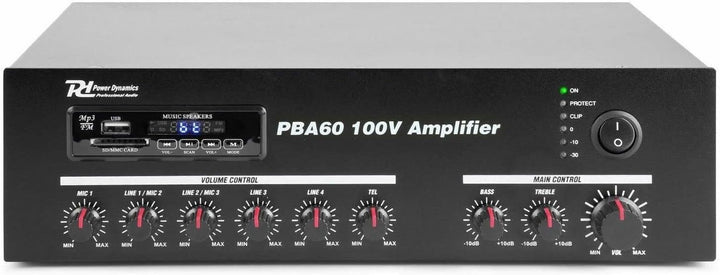 Power Dynamics PBA60 100 V Verstärker 60 W MP3-Player, Tuner und Bluetooth