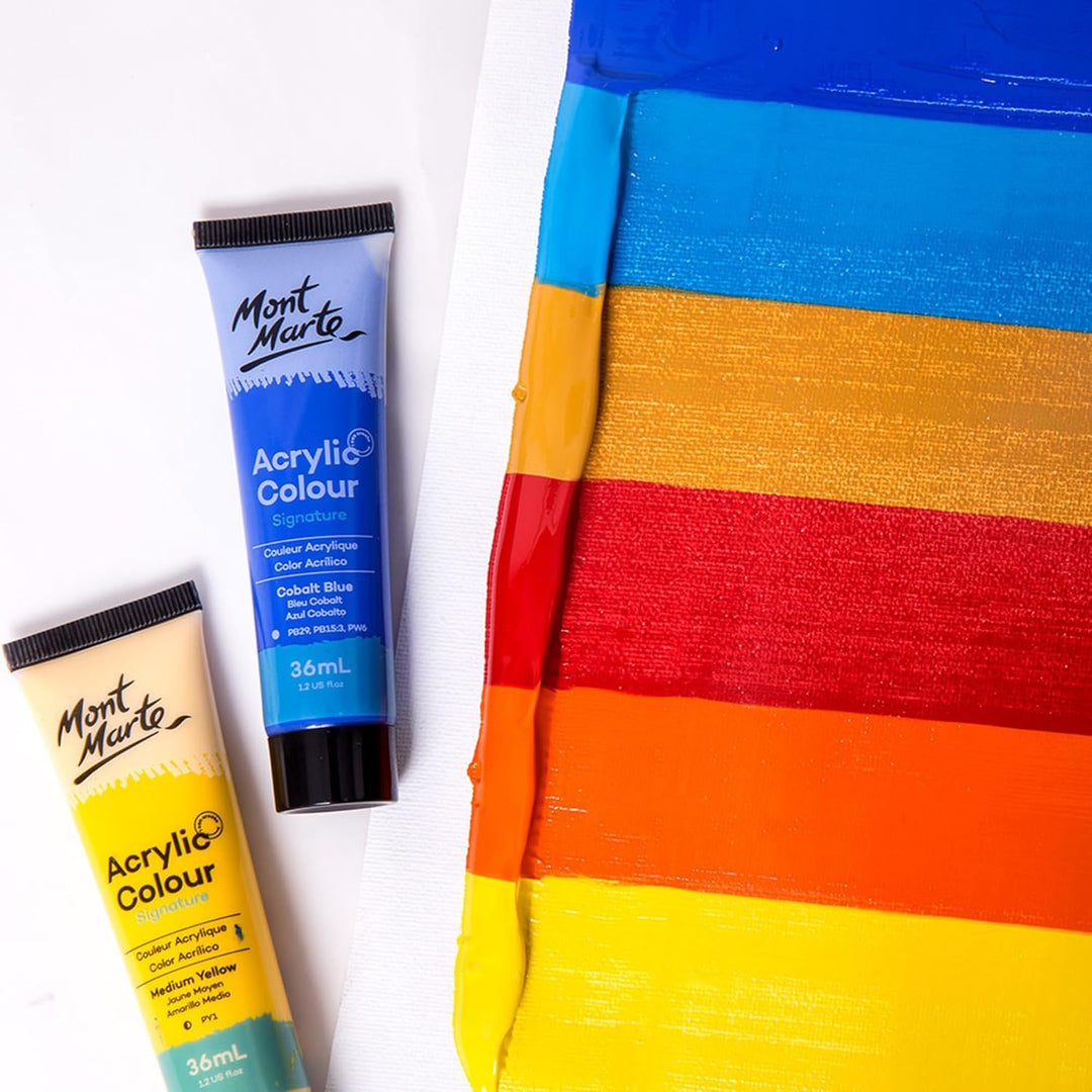 Mont Marte Acrylfarben Set Premium – 48 Stück, 36ml Tuben – Ideal für Acrylmalerei – Brillante Licht