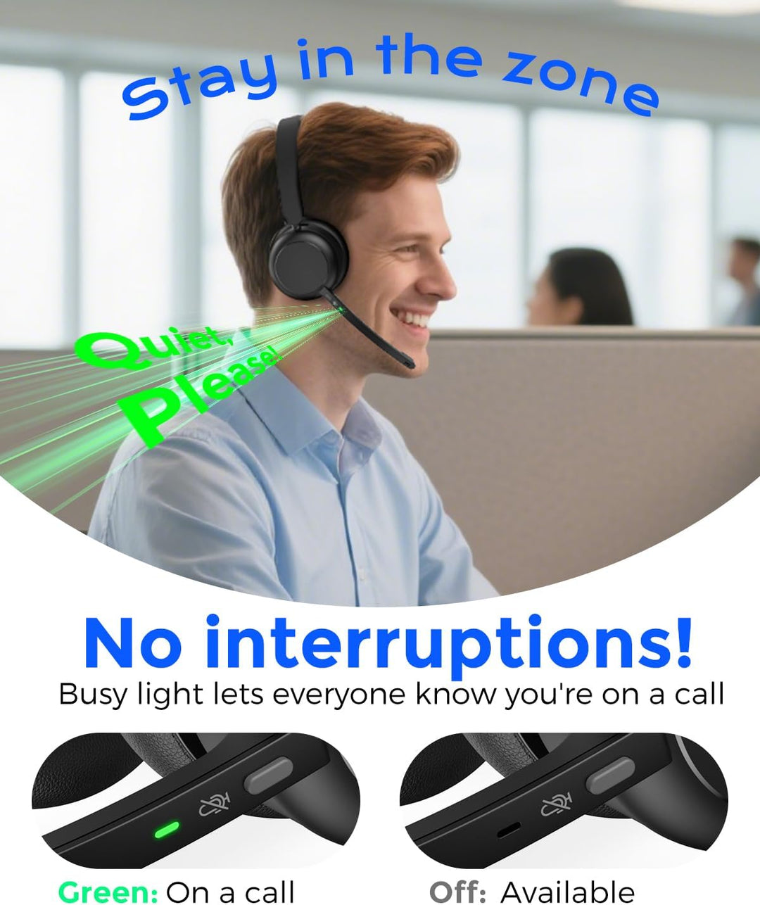 Bluetooth-Headset, Kabelloses Headset mit Mikrofon, Qualcomm Chipset Dongle, V5.4-Headsets mit Mikro
