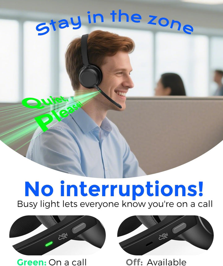 Bluetooth-Headset, Kabelloses Headset mit Mikrofon, Qualcomm Chipset Dongle, V5.4-Headsets mit Mikro