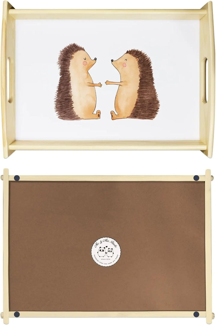 Mr. &amp; Mrs. Panda Serviertablett Igel Liebe - Geschenk, Jahrestag, Dekotablett, Küchentablett, Freund