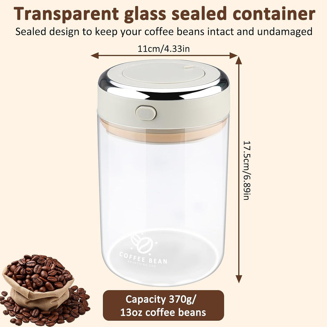 Kaffeedose Luftdicht, 1100ml Vakuum Kaffeebehälter aus Hochwertigem Glas für Kaffeebohnen, Pulver, T