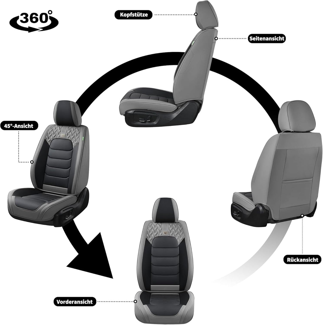 FLORICH Autositzbezüge Komplettset 5 Stück Vorder und Rücksitzbezüge PU-Leder Universel Auto Wasserd