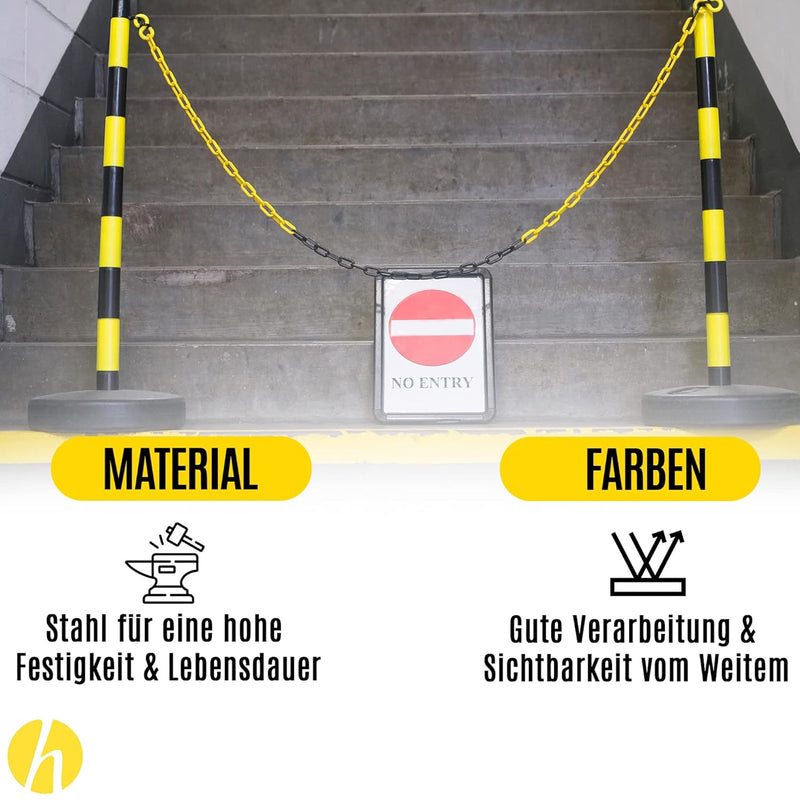 HAFIX® Absperrkette Warnkette Zweifarbige schwarz-gelb Kette 26M. Warnkette 5mm Gliederkette Sicherh