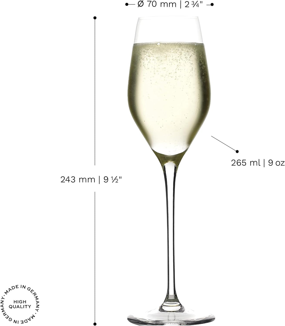 Stölzle Lausitz Exquisit Royal Champagnerkelche 265ml I Edle Champagnergläser 6er Set I Schaumweingl