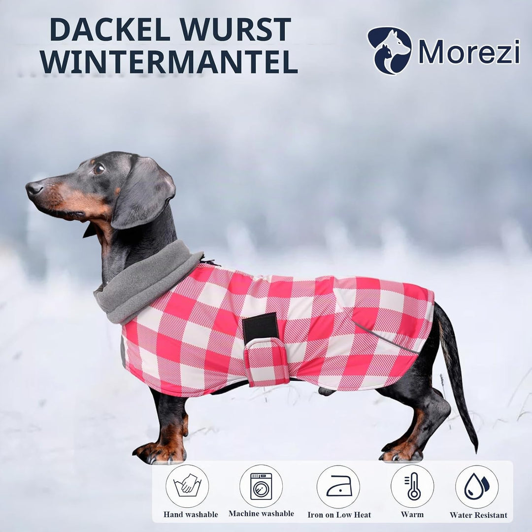 MOREZI Hundejacke ist eine wasserdichte, mit Fleece gefütterte Hundewinterjacke mit verstellbarem Gü