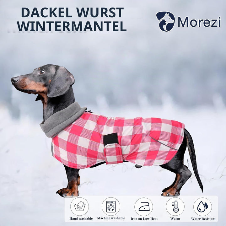 MOREZI Hundejacke ist eine wasserdichte, mit Fleece gefütterte Hundewinterjacke mit verstellbarem Gü