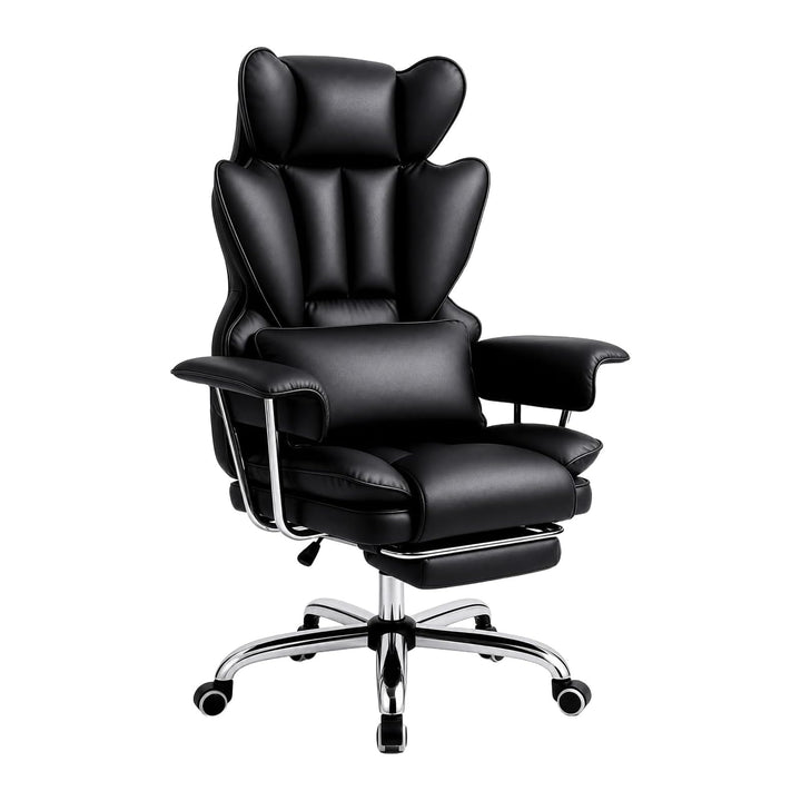 Ergonomischer Chefsessel Bürostuhl Gaming Stuhl Hochlehner mit Fussstütze &verstellb. Lendenstütze,