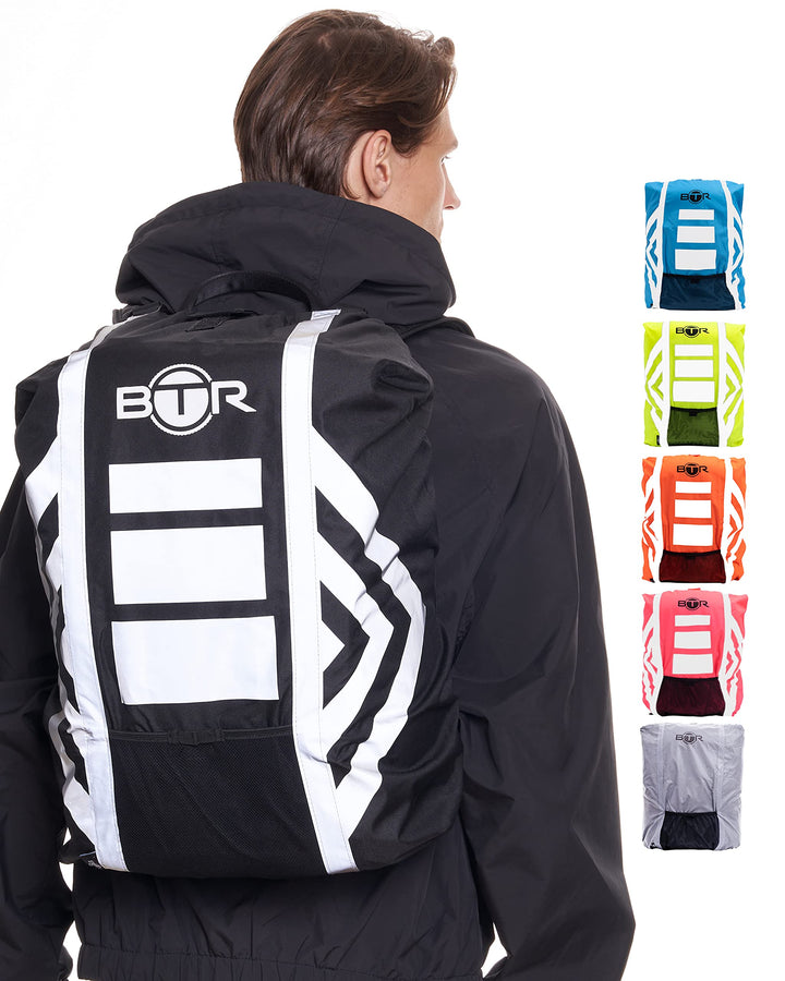 BTR Wasserfester Regenschutz für den Rucksack, Regenschutz für Schulranzen Schwarz Mittelgross (47cm