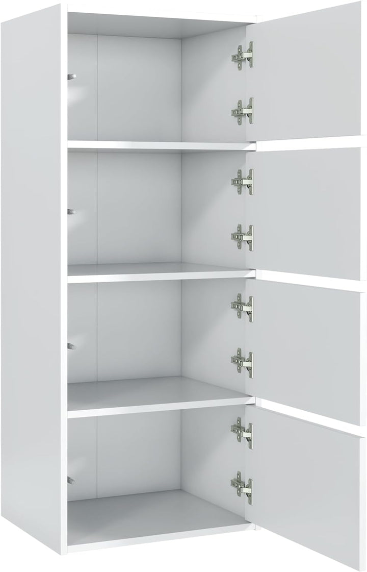meble masztalerz Kommode mit 4 Türen Weiss 50x39x120 cm - Schuhschrank Hoch - Wohnzimmer Schrank - F