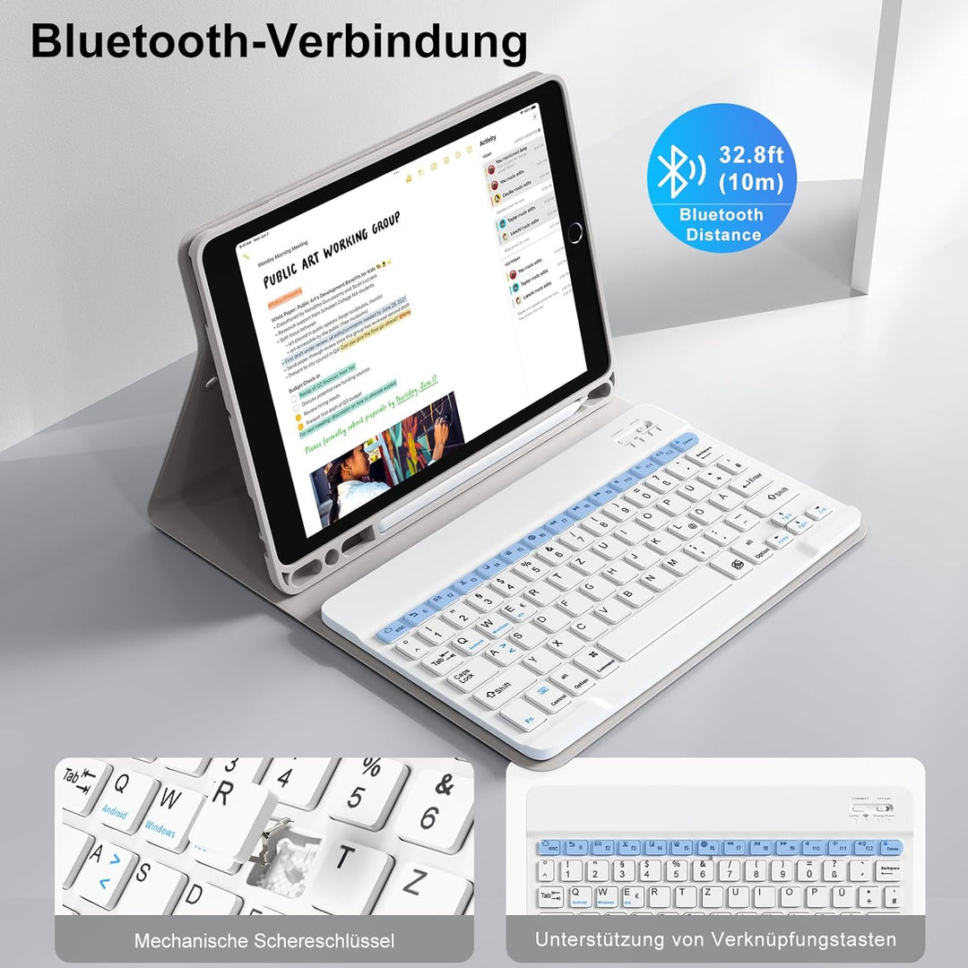 Tastatur Hülle für iPad 10.2 Zoll (9./8./7. Generation), für iPad Air 3rd / Pro 10.5, Magnetisch Abn