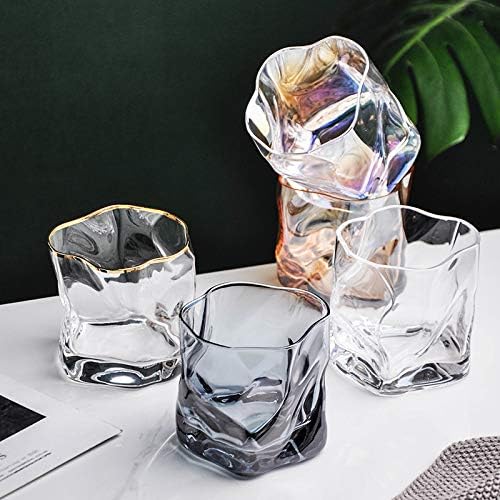 Unregelmässige Whiskygläser Set Mit 2 Gekippten Falten Scotch Glass 250Ml Modischer Whiskybecher Für