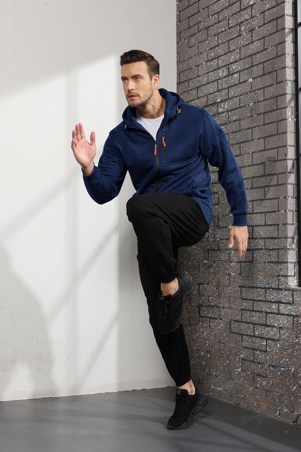 CTU Herren Hoodies Zip Up Langarm Fleece Sweatshirts Hoodies für Männer S-3XL, M Navy