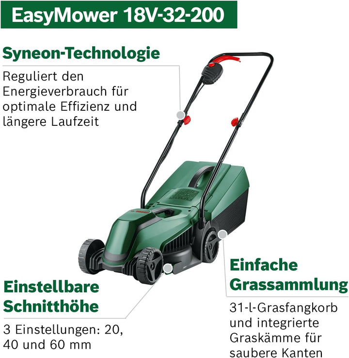 Bosch Akku-Rasenmäher EasyMower 18V-32-200 (ohne Akku, 18-Volt-System, Schnittkreisdurchmesser: 32 c