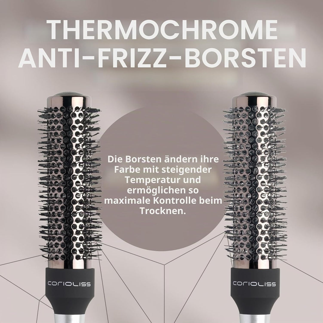Corioliss | Haarbürsten für Frauen | Professionelle Ionic Haarbürste im Titanium Rundfass | Ideal zu
