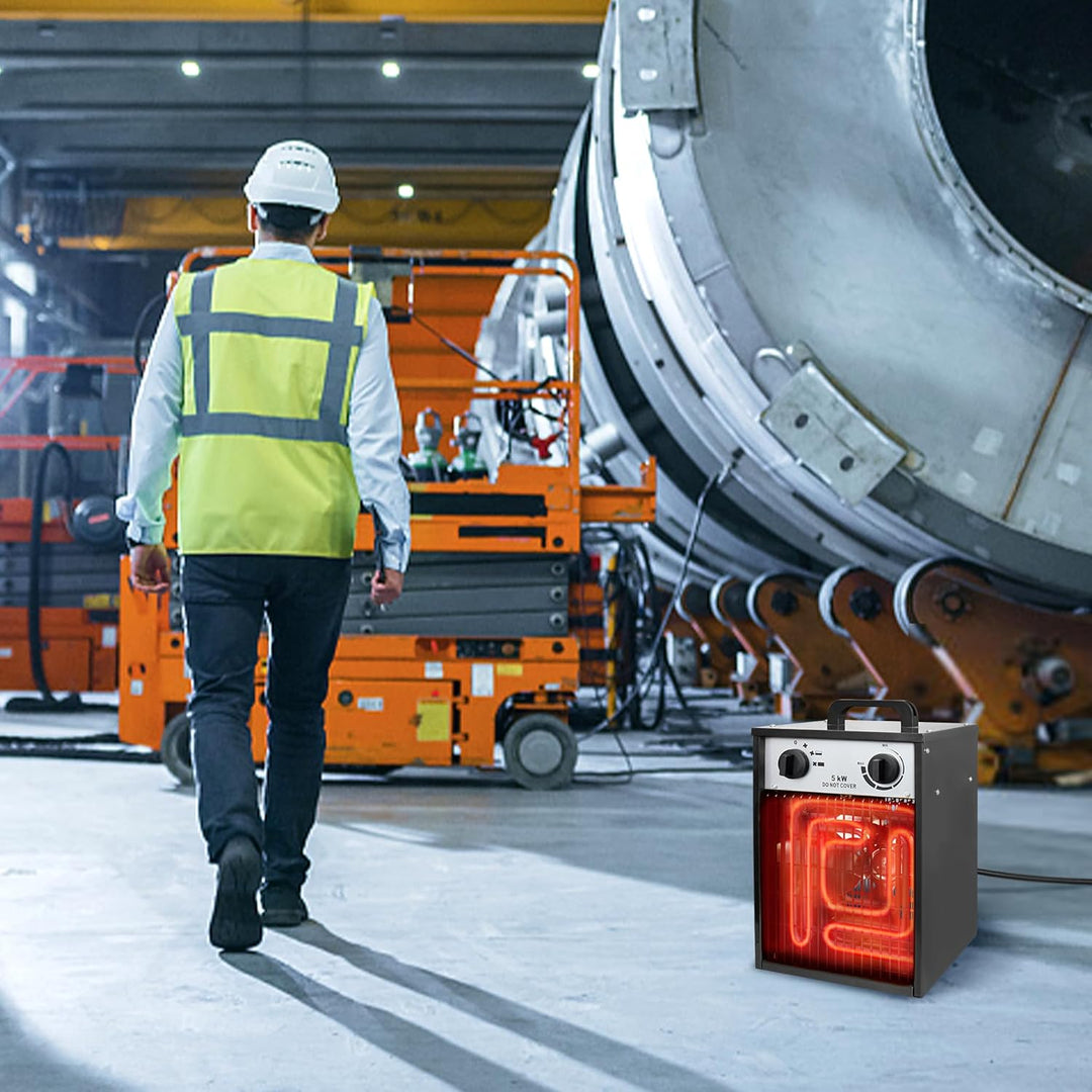 Aufun Heizlüfter Elektroheizung 5KW Profi-Industrie Heizgerät Elektroheizer Heizstrahler Heizgebläse