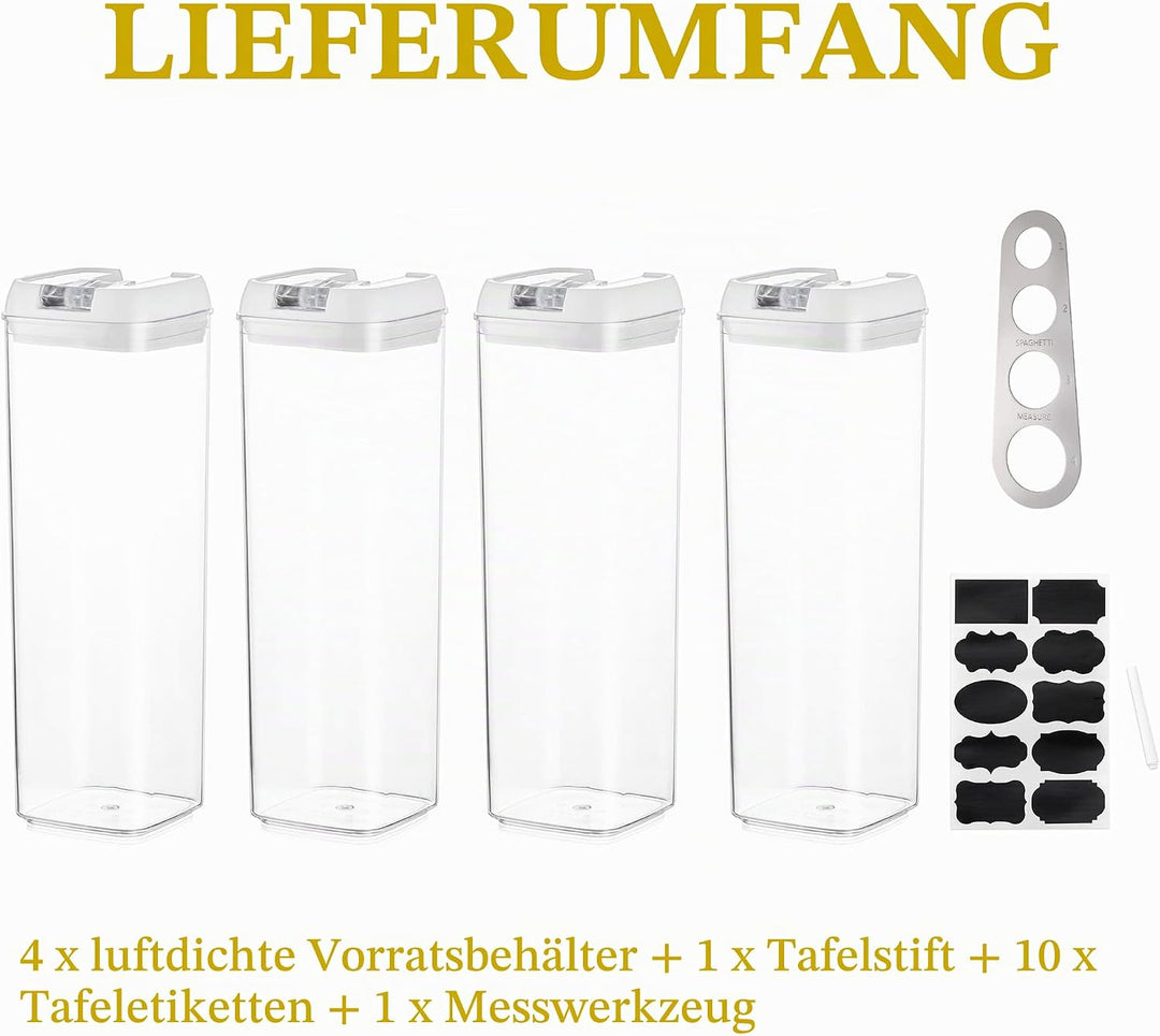 Vorratsdosen Aufbewahrungsbox Küche Vorratsbehälter Aufbewahrung: 4 Stück Luftdichte Pasta Behälter