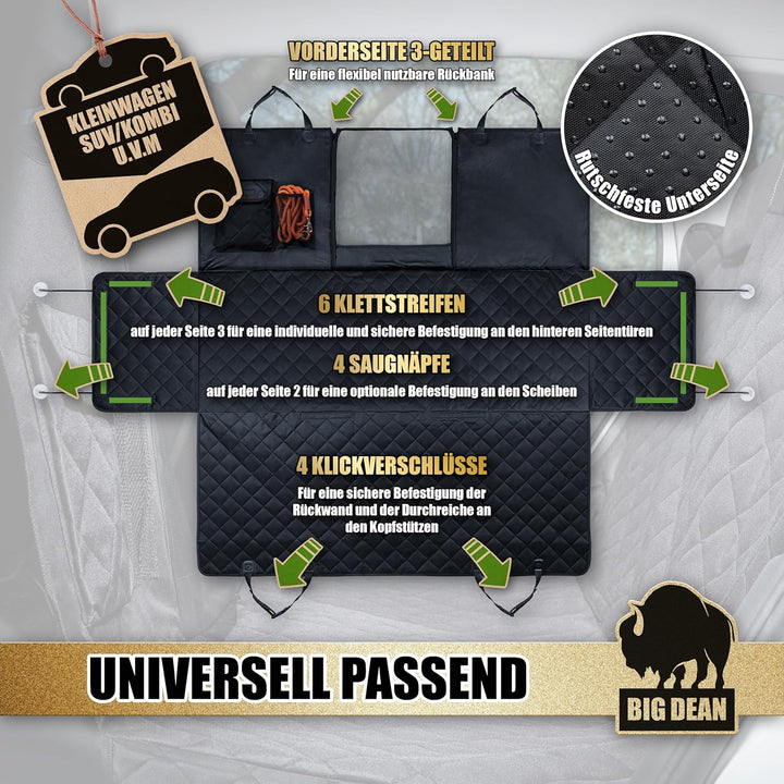 BigDean Robuste universelle Hundedecke Auto Rückbank Autoschondecke Hund Rücksitz schmutz- & wassera