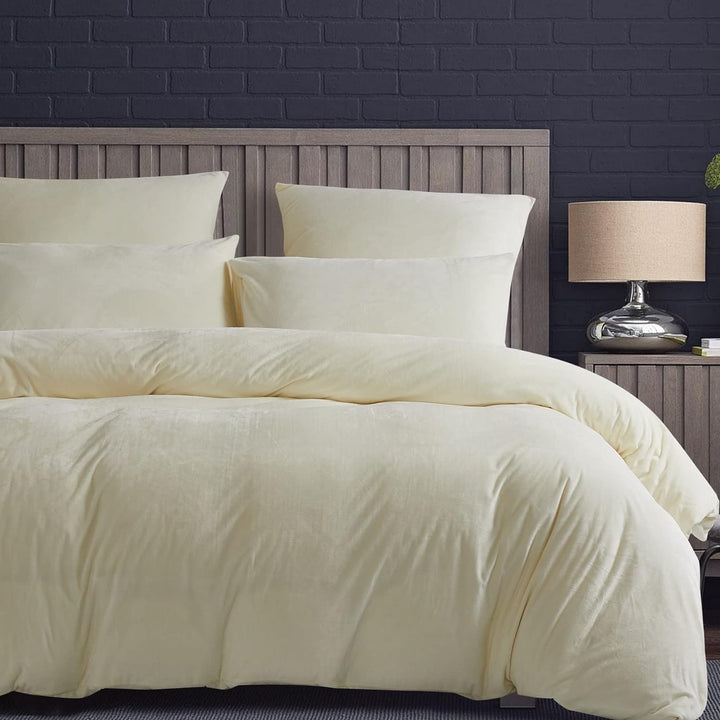 Luofanfei Winter Bettwäsche Beige 200x200 Flauschig Plüsch Bettbezug Set Creme Flanell Winterbettwäs