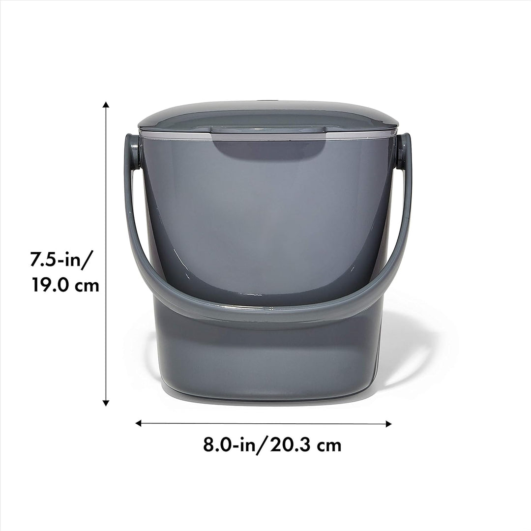 OXO Good Grips Komposteimer grau – geruchsdichter Abfalleimer für die Küche – 2,8 l 2.8L Anthrazit,