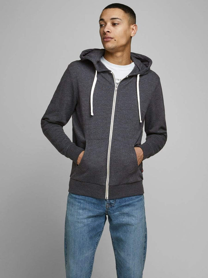 JACK & JONES Hoody Herren mit Kapuze S Grau (Dark Grey Melange Fit:reg Fit - Melange), S Grau (Dark